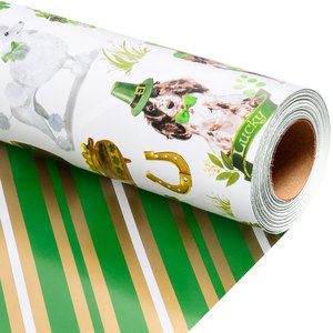 Original design of puppy lucky grass St. Patrick's Day copperplate wrapping <b>paper</b> - Product Image 2