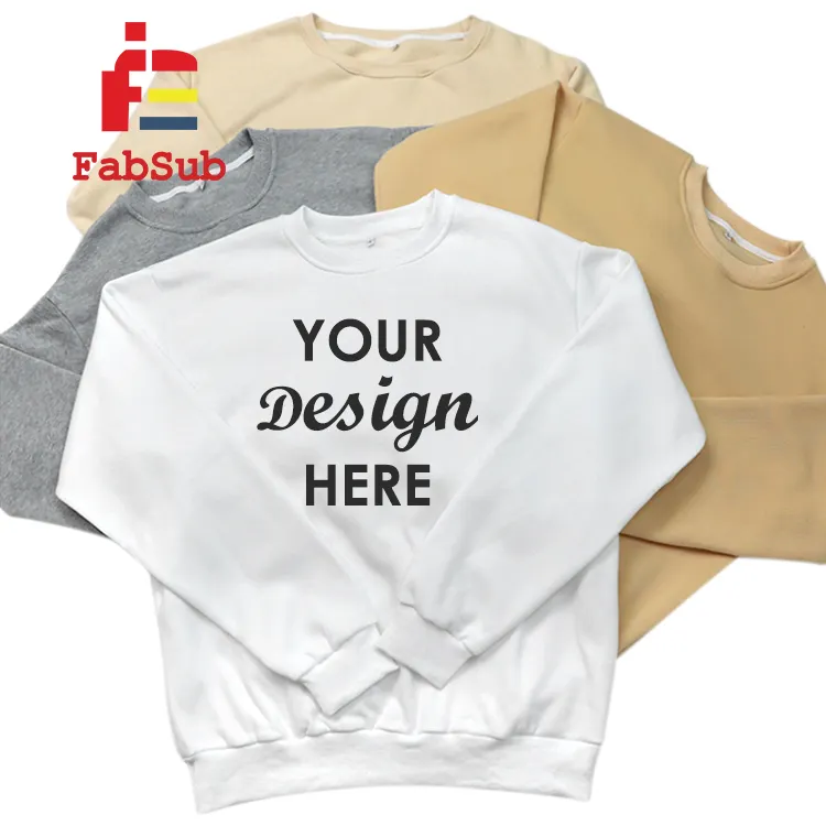 Trên Cổ Poly Polyester Pha Trộn Lông Cừu Bên Trong Áo Thun Màu Xám Đội Mũ Trùm Thun Áo Crewneck Trắng Áo Cho Thăng Hoa In Ấn Dtf