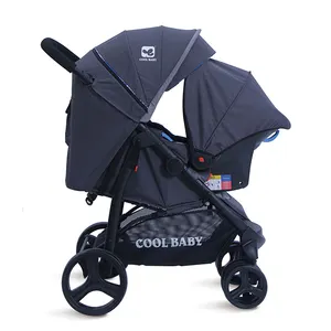 Poussette pliable 2 en 1 à parapluie pour bébés, landau jumelle idéale pour transport de nouveau-né