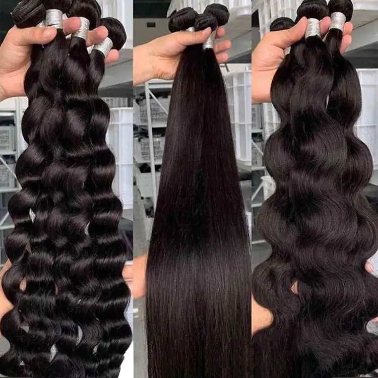 32 34 36 38 extensões de cabelo natural liso indiano malaio, 100% 10A cabelo humano Cabelos longo virgem brasileiro 40 polegadas