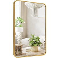 Stock d'usine minimaliste encadré salle de bain argent miroir rectangle verre mur décor de chambre avec effet LED néon infini