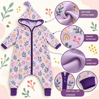 Baby-Schlafsack mit geteiltem Beinbereich, 100 % Baumwolle, Zwei-Wege-Reißverschluss, Unisex, Winter, kuschelig weich, niedliche Babykleidung für Säuglinge und Kleinkinder