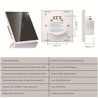 Interrupteur mural intelligent pour usage domestique 40A WiFi UK/EU pour chauffe-eau, climatiseurs, PC/verre, unipolaire 250V, panneau tactile 8000W, Smart Life