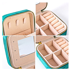 Joyero de terciopelo de viaje con espejo, caja organizadora de viaje para joyería, Mini estuche de regalos, cajas portátiles pequeñas, anillos, pendientes, collares - Product Image 6