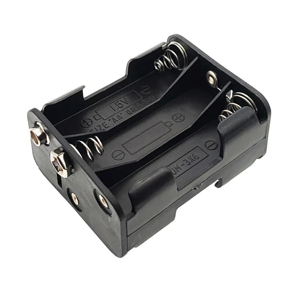 Batería de plástico de 9V, caja de resorte de doble cara con hebilla de 9V, soporte AA, caja de soporte de batería de 6 ranuras, AA, 6x AA
