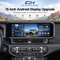 Autoradio 15'' pour Jeep Wrangler 2018-2022, écran tactile QLED, navigation Android, GPS, CarPlay sans fil, DSP, FM, AM