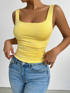 Camiseta sin Mangas Ecológica para Mujer, Transpirable, de Color Sólido, con Tirantes, Cuello sin Tirantes, Sexy y Casual para Club, Top Básico que Deja el Ombligo al Descubierto - Product Image 3