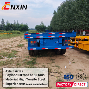 Remolque de Plataforma Plana de 12m a Buen Precio, Semirremolque de Plataforma Plana para Carga, Semirremolque <span class=keywords><strong>Portacontenedores</strong></span> de 3 Ejes - Product Image 2