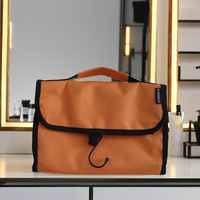 Sac à cosmétiques portable de haute qualité, style vintage, grande capacité, trousse de maquillage avec fermeture éclair, simple, élégant, avec logo