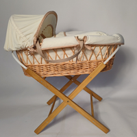 Panier de Moïse en osier naturel pour bébé, panier de transport personnalisé en saule naturel avec support en bois, marque privée