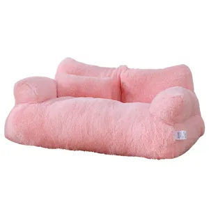 Rose moelleux mignon lavable hiver chaud doux chien chat canapé-lit canapé chenil nid fournitures