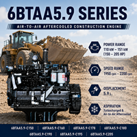 Moteur diesel robuste SCDC 6BTAA5.9-C180 180 CV 2200 tr/min à 6 cylindres en ligne turbocompressé pour chargeuses, excavatrices et engins routiers