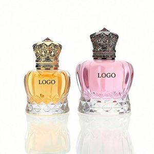 Factory Wholesale Fashion <b>Empty</b> Custom Luxury Clear Round 50ml100ml Perfume Glass <b>Spray</b> <b>Bottle</b> with Metal Lid and Box Packing - Product Image 2