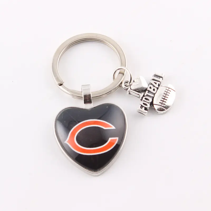 Porte-clés logo personnalisé de l'équipe des Chicago Bears J'aime le football Porte-clés de l'équipe de football américain