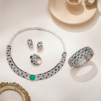 Nouveaux ensembles de bijoux à motif léopard plaqués rhodium, émail noir, accessoires vintage imposants pour femmes, soirée