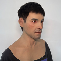 Masque intégral en silicone haute simulation avec barbe et cheveux, couvre-chef en latex pour travestissement, accessoire pour théâtre, film, cosplay