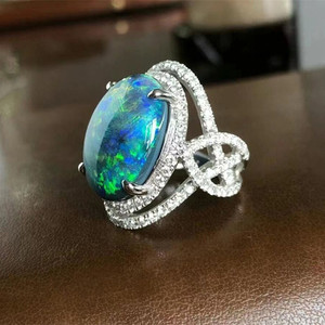 Dossgarit — <span class=keywords><strong>bague</strong></span> en <span class=keywords><strong>pierre</strong></span> <span class=keywords><strong>précieuse</strong></span> pour femme, bijoux de grande taille, platine, opals noire naturelle, 16,71 ct, opals - Product Image 5