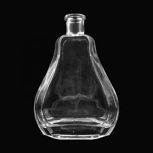 Hot sale 1200 ml 500 ml 700 ml 750 ml whiskey clear flat glass bottle with glass lid