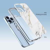 IMD marbre impression TPU + PET couverture de téléphone portable pour iPhone 12 13 14 géométrique rayure marbre étui de téléphone