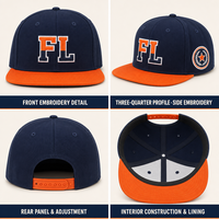 Casquettes Snapback ajustables de qualité supérieure, unisexes, streetwear, avec logo personnalisé brodé, faible MOQ, étiquette privée, visière plate