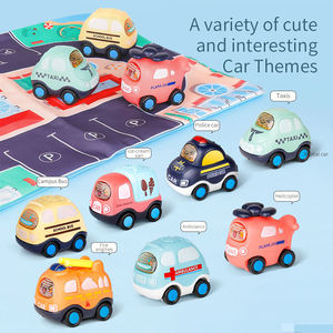 Ensemble de voitures à friction de dessin animé : Ambulance, Police, Taxi, Bus, Avion, Camion de pompiers – Propulsion par inertie, sans piles – Cadeau pour enfants - Product Image 2