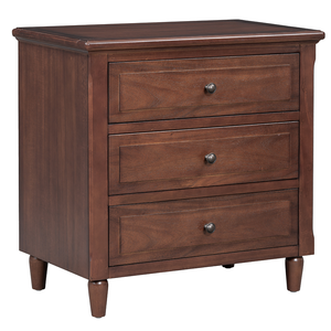 Modern Wood Nightstand with 3 Drawers and Smooth Gliding Rails Eco-Friendly <b>Bedside</b> Cabinet with Metal Handle - Product Image 3