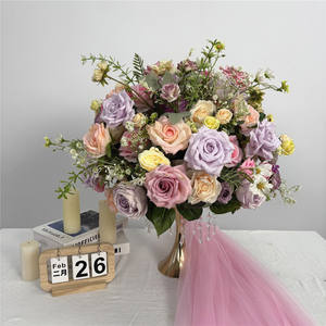 Boules de fleurs artificielles réalistes DKB, roses en soie, centre de table fait main pour mariage, décorations de table en vrac, 45 cm - Product Image 1