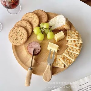 Bamboo Cheese <b>Board</b> Set With <b>Tools</b> Round Serving Tray For Cheese And Fruit Multi Functional Cutting <b>Board</b> - Product Image 4