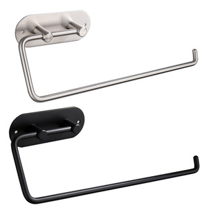 Porte-rouleau de papier toilette sans perçage, design minimaliste en acier inoxydable, or et noir, support mural pour salle de bain - Product Image 3