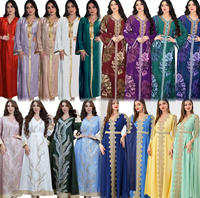 Robes musulmanes pour femmes à bas prix, élégantes et tendance, robes musulmanes pour femmes imprimées et brodées, vente en gros