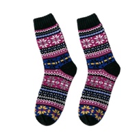 Nouvelle Collection Hiver – Chaussettes Unisexe en Laine de Lapin Épaissies, Tissage Jacquard à Fil Épais, Motif Géométrique Octogonal Floral Ethnique Européen