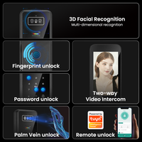 Serrure intelligente biométrique en alliage d'aluminium Tuya WiFi avec reconnaissance faciale, empreinte digitale, mot de passe, carte-clé et accès à distance via application