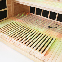 Sauna infrarouge lointain en bois de pruche haute performance pour intérieur, design élégant, capacité 4 personnes, idéal pour appartement