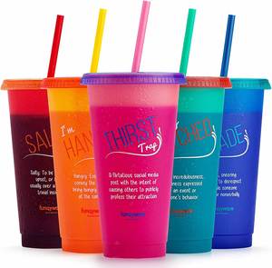 700ml Color-changing Coffee <b>Cup</b> with <b>Straw</b> Plastic Beer <b>Cup</b>, Milk Tea <b>Cup</b> - Product Image 3