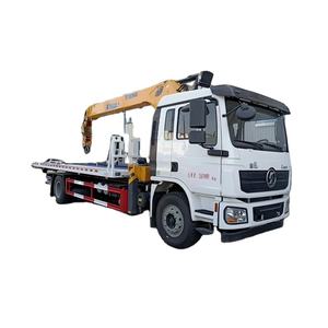 Shacman 4x2 platte oplegger bergingswagen uitgerust met een 8 ton kraan voor noodhulp. - Product Image 1
