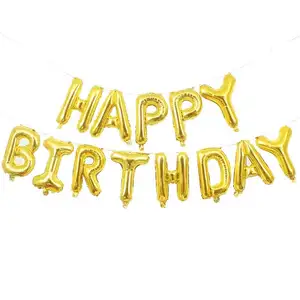 Conjunto de balões de letras do alfabeto, 16 polegadas, feliz aniversário, conjunto de balão brilhante, decoração de festa em alumínio