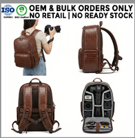 Sac à dos professionnel pour appareil photo reflex numérique en cuir végétalien, compatible avec 6 objectifs, pour ordinateur portable, fabrication en gros, usine OEM/ODM de marques privées