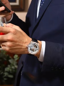 Montre mécanique à tourbillon AILANG pour homme, mouvement automatique transparent, lunette sertie de diamants, montre-bracelet squelette, livraison directe - Product Image 3