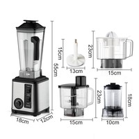 Blender multifonctionnel 5 en 1 en acier inoxydable, grande capacité de 3 L, 2600 W de puissance élevée, presse-agrumes, moulin à épices, robot culinaire