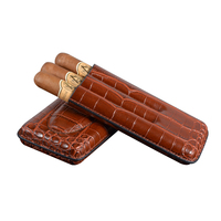 Étui à cigares en cuir de voyage couleur marron fait à la main étui à cigares en cuir Croco 3 CT avec coupe-cigare