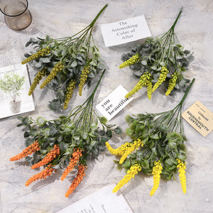 Flores Artificiales de Lavanda de Cinco Puntas, Ramas de Plástico de 30cm y 100cm, Decoraciones para Bodas - Product Image 1