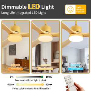 Decorative DC Motor LED Ceiling Fan with <b>Remote</b> <b>Control</b> 6-Speed Modern Design Wood Color for Living Room Exhaust Fan - Product Image 5