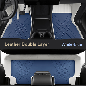 Para <span class=keywords><strong>Tesla</strong></span> <span class=keywords><strong>Model</strong></span> <span class=keywords><strong>3</strong></span>, accesorios de <span class=keywords><strong>coche</strong></span> de ajuste personalizado, alfombrilla de suelo Interior, Material ecológico, cuero genuino para asiento delantero y trasero - Product Image 2