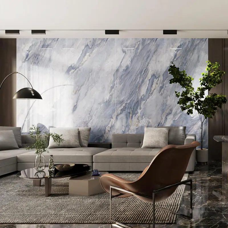 Luxus 1200*2700mm Continuous Rock Pattern Glänzender Sinter stein China Indoor Hotel Esstisch Große Wandfliesen