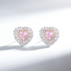 Collar con Colgante de Plata de Ley S925 Antideslustre con Forma de Corazón y Diamantes Rosas y Amarillos, Zirconia, Joyería Fina, Aretes para Mujer - Product Image 1