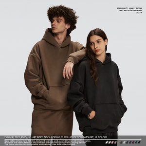 Sudadera con Capucha de Forro Polar Grueso de 400 g/m² con Logotipo Personalizado, Unisex, Talla Grande, con Conjunto de Pantalones Deportivos, Ropa Urbana al por Mayor - Product Image 5