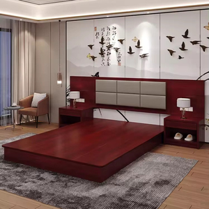 Nouvelle arrivée d'ensembles de chambre à coucher mobilier d'hôtel cinq étoiles lit double Tatami en bois moderne design lit King Size - Product Image 2