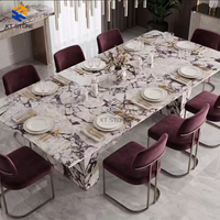 Table à manger en marbre Calacatta Viola KT STONE, meubles de luxe pour la maison, la décoration de restaurant, l'art et la décoration intérieure