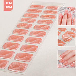 Kits de faux ongles à paillettes effet rayures, design peinture 3D luxueux et pastel - Product Image 1