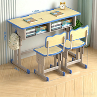 Ensemble de bureau et chaise d'apprentissage pour 2 enfants, table d'étude réglable en hauteur pour la maison, l'école et le bureau